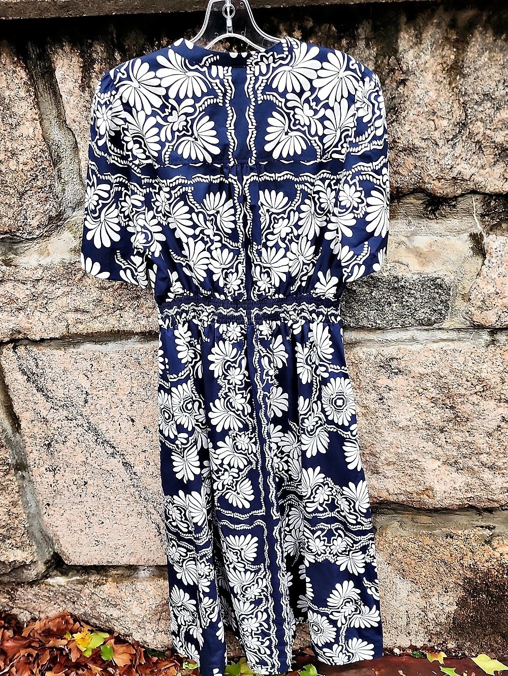 Boden Blue Ivy Cotton Floral Midi Dress in Blue & White Size 12 NWT - Picture 2 of 11